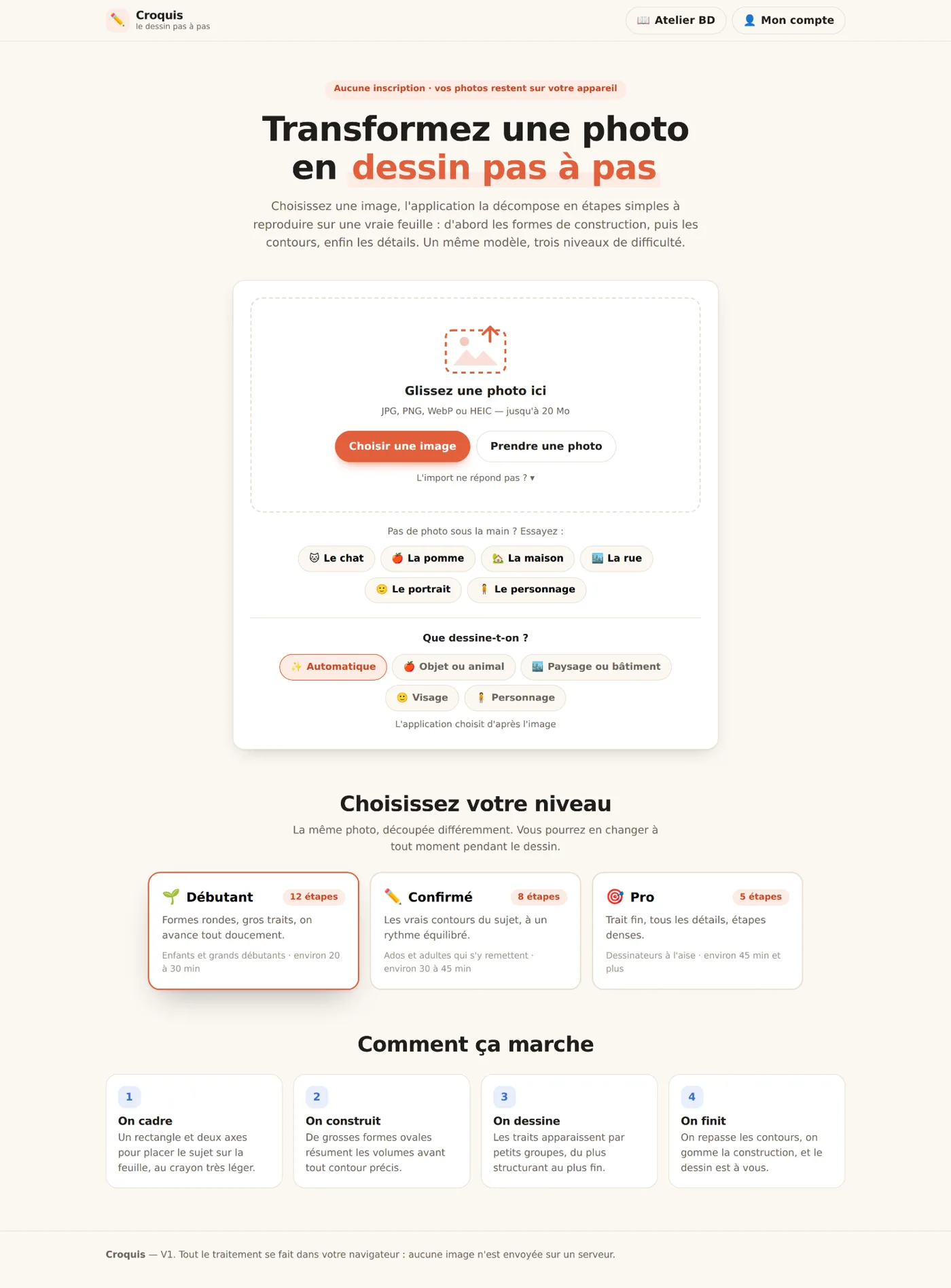 Choisir une photo et son niveau