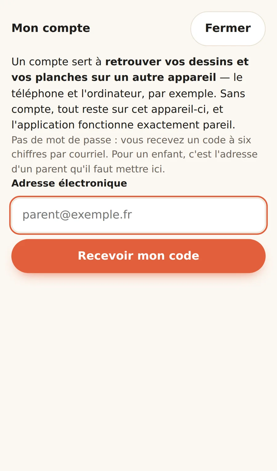 L’aperçu du compte sur téléphone